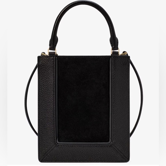 NWT Kate Spade Lena Mini Tote Black Leather & Suede KI886 Purse $389 - Picture 3 of 7